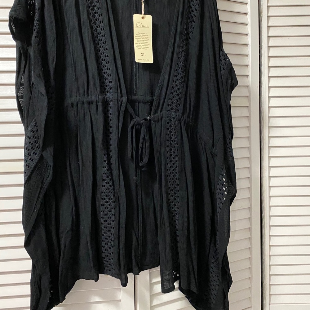 Crocheted Black Swim Suit Coverup